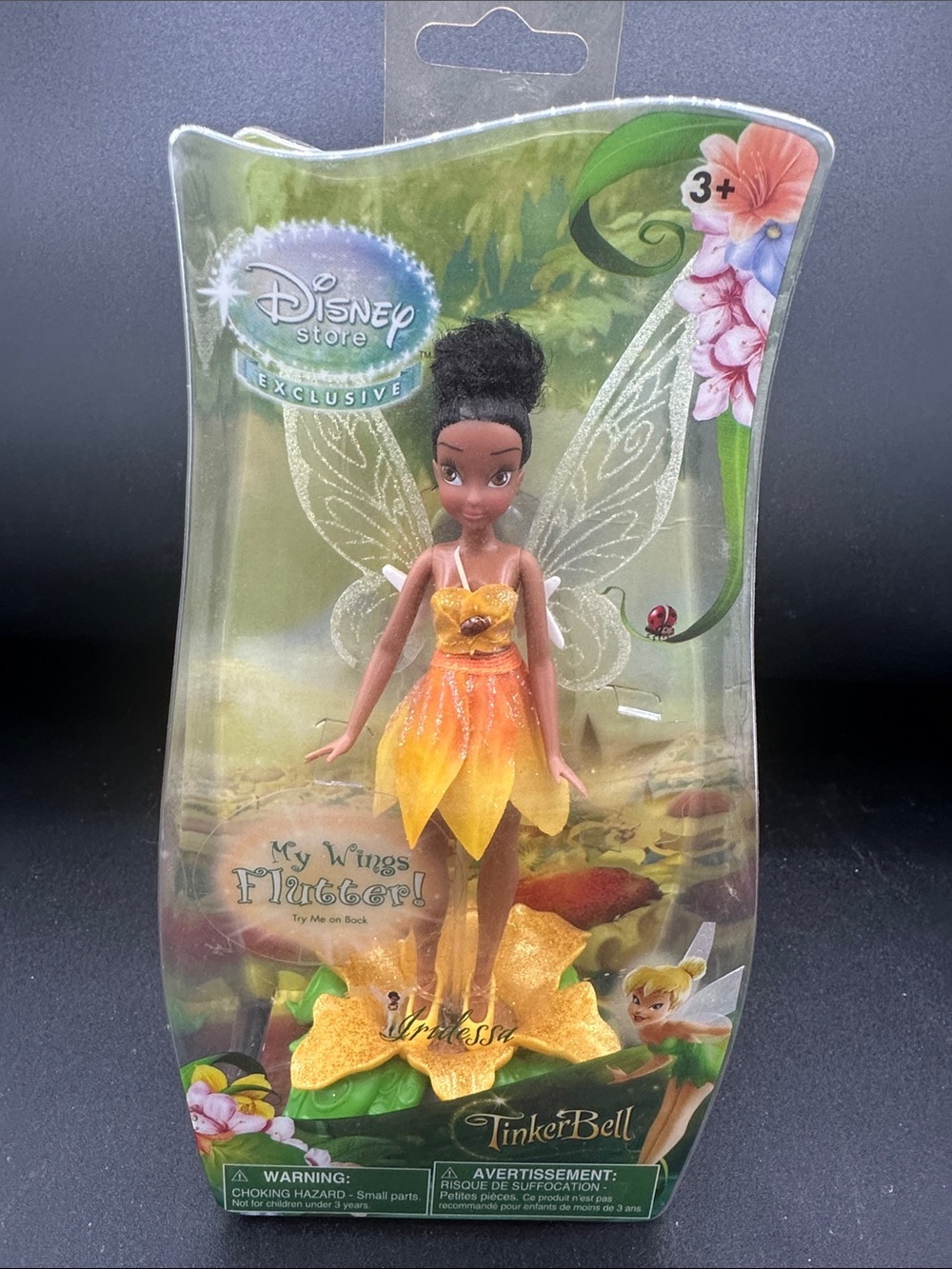 NEW never opened rare Disney Iridessa Fairy Doll with Orange Yellow Petal Dress